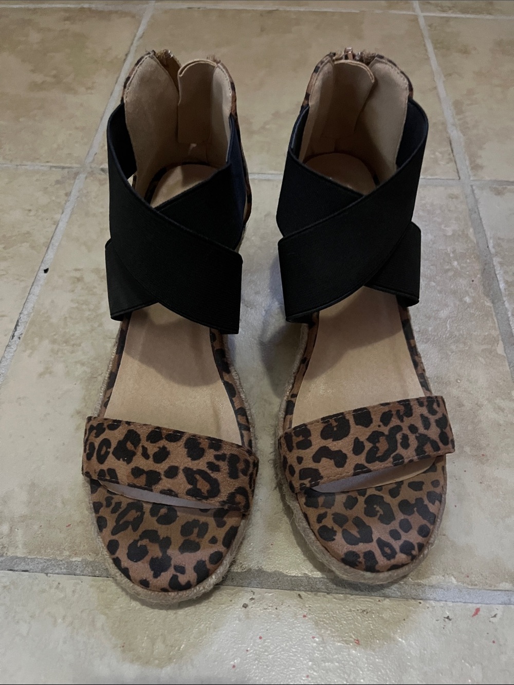 Cheetah print women’s wedge sandals